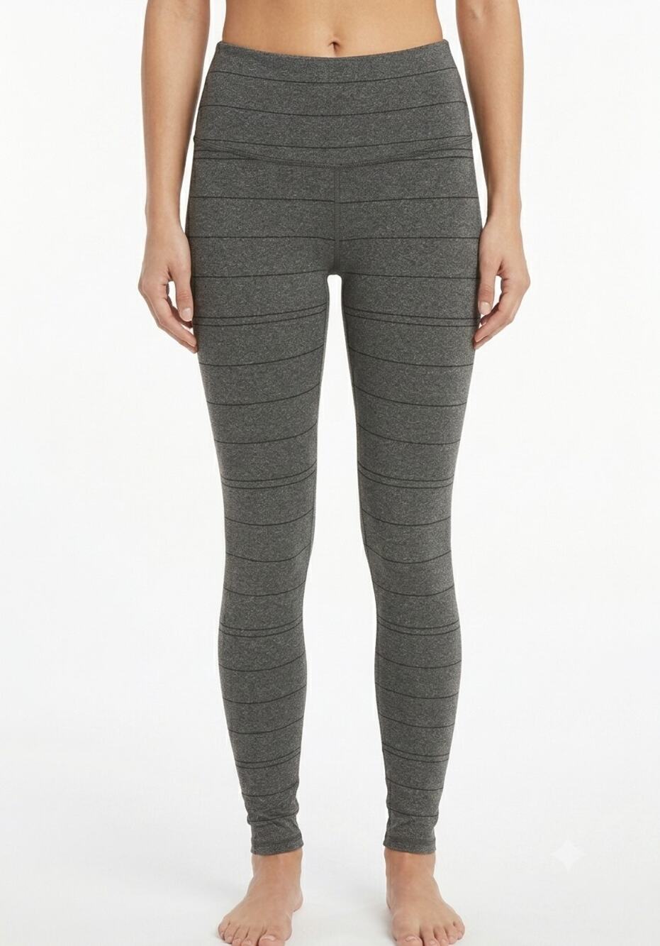 PRANA Transform High Waisted 7/8 Yoga Leggings Charcoal Stripe Heather Womens S